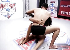 Stripped wrestling fight with Daisy Ducati vs Oliver Davis ending with a oral job and hardcore sex at Evolved Fights