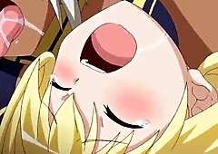 The demon king and monsters' huge cocks penetrate her from the front and back many times and cum inside her.