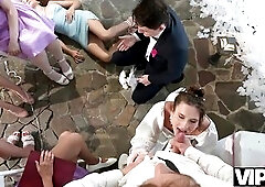 VIP4K. Bride was banged hard and got anal creampie whilst guests were watching