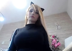 Busty latina goes to airplane bathroom to masturbate