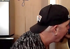 Gloryhole amateur gay sucks dong and takes cum in mouth