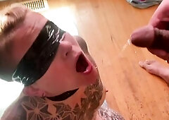 Blindfolded cumslut wife filmed drinking BBC void urine by spouse. TEASER