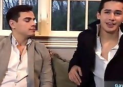 Muscle gay threesome with cumshot