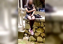 Concupiscent wife promenade undress down whilst strangers walking around.