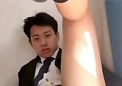 Asian straight plays his asshole