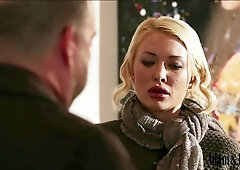 Sweet blonde with silicone tits Courtney Taylor fucks with a massive dick