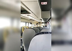 Sissy taking his panties off on the bus, whit his schlong locked up in chastity.