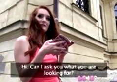 Love Creampie Naughty redhead tourist takes a fat cock in a public car park