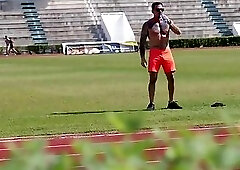 Mexican daddy gustavo milked and edged after street workout