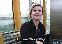 Public Agent - cute short hair redhead Czech hotty-next-door swallows a load