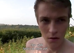 CzechHunter.com: Super slim gay bareback handjob in public