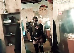 Femboy with anal plug in booty can't hold in his squirt