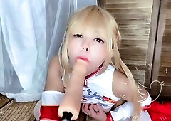 Asian teen toyed in the workplace pov style