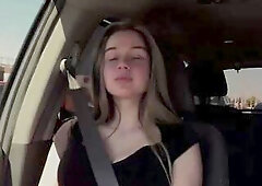The day of this tight blonde only gets better and better as it progresses forward. First, she has a little fun in the car showing off her nice tits, t