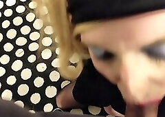 Sissy Crossdresser Annette POV quickie blowjob and facial