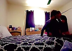 Black Femboy Ezra_Kyle25 muscle worships Asian Muscle Bear