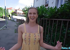 Funny young lady Stacy Cruz gets drilled hard outdoor