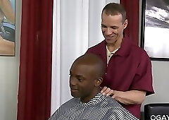 Interracial gay intercourse in the barber shop