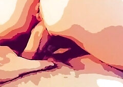 COMIC TOON - Teen Sliding Down on Stepdads LARGE PENIS