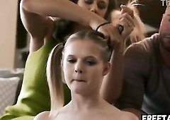 Kinky Pair Hire A Tiny Teen Babysitter To Pamper & Screw Her