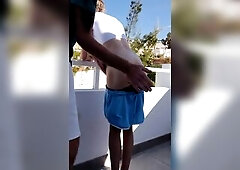 Small nice-looking bum gets spanked over balcony in tenerife