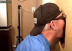Real gaydaddy deep sucks cock till facial in gloryhole