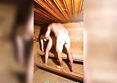 Nearly got caught!! Sex in public sauna.