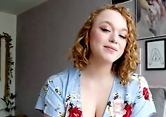 Sexy honey jerks her ample all-natural tits