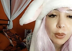 Submissive in bunny hat pleads for lessons in domination and worship