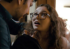 Sweet & obedient large tits teen college girl fucks a dorm administrator