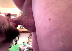 Granddad gets vocal when he finishes off in my throat