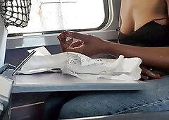 Exxibony shows off her perfect bare boobs to decide if they’re big or small in public