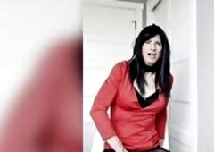 After taking a bunch of pictures in my fresh red suit, I just felt like it was masturbation time. Since I had not masturbated in over a week, I knew I