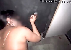 I rubbed my ass on the black guy's dick and he came in my hand in the swing house's cum hole