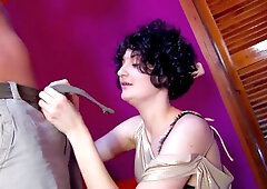 Natural busty babe Olly Doll enjoys anal sex and threesome action