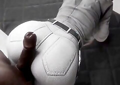 Large butt in Jeans Grind on Large Ebony Jock