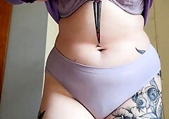 Brunette with big boobs masturbates