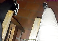 My superlatively good ally sucks my penis in the rain on her balcony