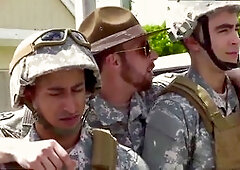 Naked asian army men in action