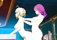 Kafka and Saber Bang Session - Honkai star rail