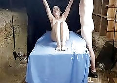 Girl is tied up and fucked by a hung man