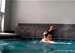 Horny Swimmers Making Out In A Pool