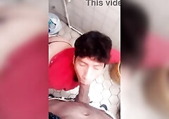 Blow job in public baths ends with cum on face