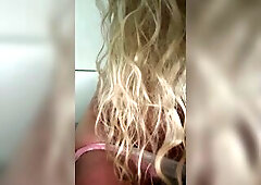 Hawt Blond TRANS GIRLIE in moist brassiere and pants in the tub