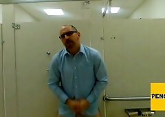 Tugging in a public rest room