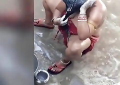 Aunty Bathing Outdoor Spy Clip