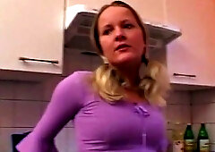 Blonde with Big Tits Parts Pussy for Deep Toy Penetration