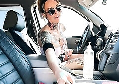 Femdom Content Creator Pegging a Stranger Outdoors