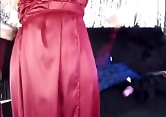 Busty tranny cums on her new clothes