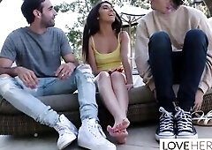 Gianna Gems boyfriend craves her to share her hot feet with their ally Jake Adams.